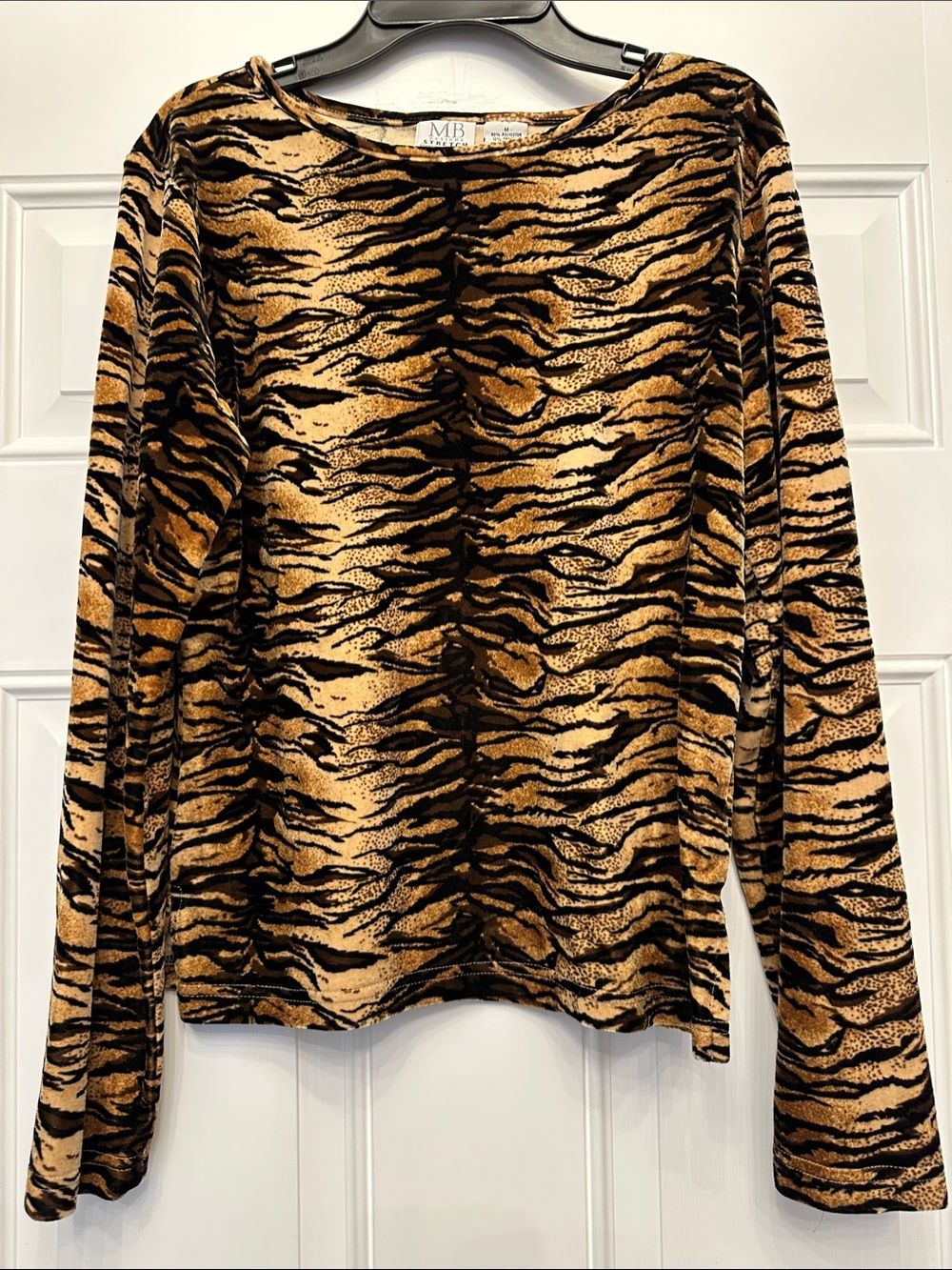 MB Collection Women's Long Sleeve Tiger Stripe Top - Brown/Black